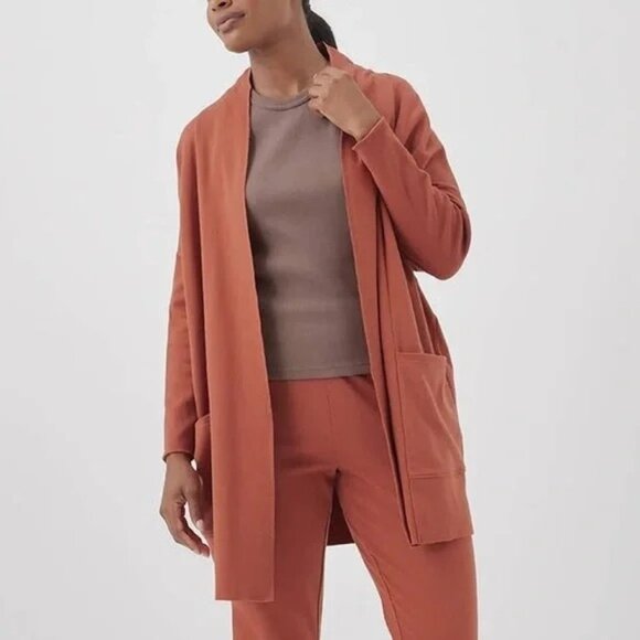 Pact Burnt Orange Duster Open Front Cardigan 100% Organic Cotton XL/XXL - Picture 1 of 9